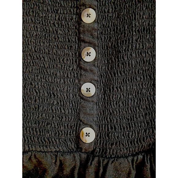 Y2K GUESS Linen Jumpsuit Sz S BLACK Smocked Tube Wide Leg Glam Goth Barbiecore - Picture 4 of 16